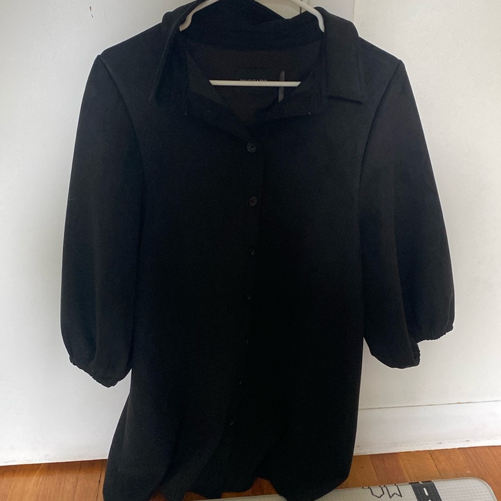 Dolce Cabo black puff sleeve dress button down